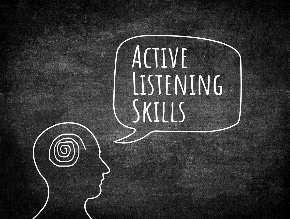 Active listening skills method concept. Escucha activa y soluciones